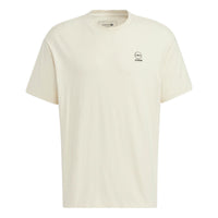 adidas neo SS22 U Cvd Tee Back Alphabet Printing Round Neck Short Sleeve Beige T-Shirt HM2026