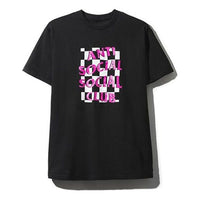 ANTI SOCIAL SOCIAL CLUB Black White Plaid Logo Printing Short Sleeve Unisex Black ASST361