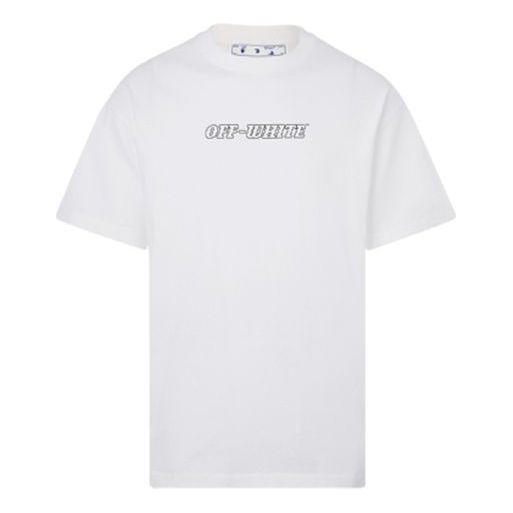 Off-White FW21 Painting Pattern Printing Round Neck Short Sleeve Loose Fit White OMAA038R21JER0090131-1