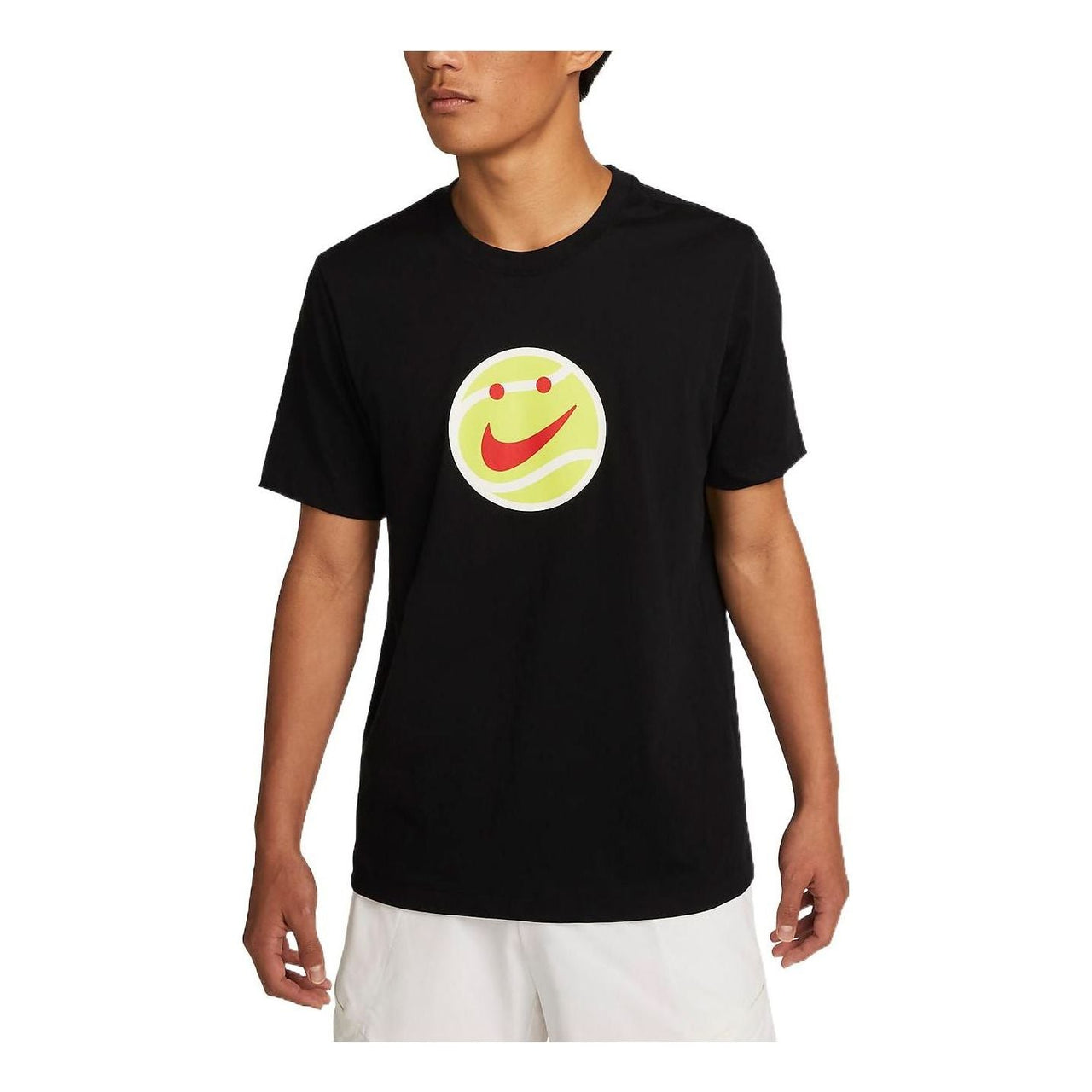 Men's Nike Smiling Face Printing Casual Round Neck Short Sleeve Black T-Shirt DR7726-010