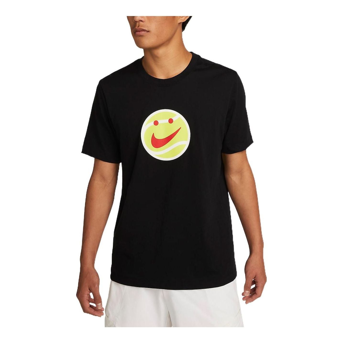 Men's Nike Smiling Face Printing Casual Round Neck Short Sleeve Black T-Shirt DR7726-010
