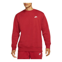 Nike Sportswear Club Solid Color Logo Embroidered Round Neck Long Sleeves Red BV2662-690