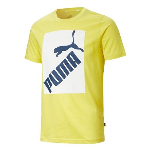 PUMA Big Logo Printing Round Neck Short Sleeve Yellow 583837-27