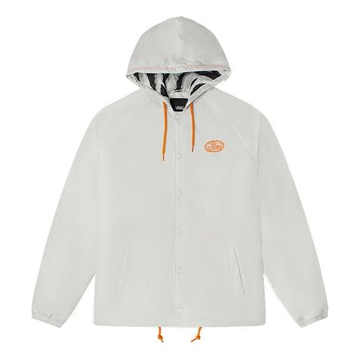 Vans Solid Color Zipper Hooded Jacket Couple Style White VN0002BNWHT