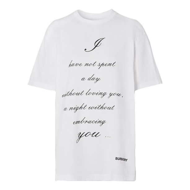 Burberry Love Slogan Short Sleeve Unisex White 80349161