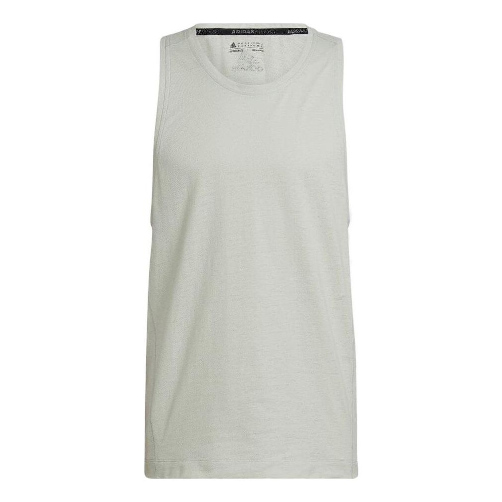 adidas Solid Color Round Neck Sports Vest Gray White HJ9909