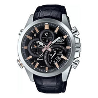 Men's CASIO EDIFICE Series Fashion Waterproof Quartz Movement Leather 48mm Watch Black Belt Mens EQB-500L-1A