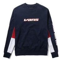 Vans Red logo Red Blue White Colorblock Round Neck Pullover Couple Style VN0A3DHE4NH