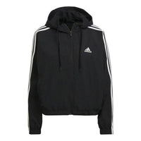(WMNS) adidas Essentials Repeat Logo Loose-Fit Windbreaker Asia Sizing 'Black White' HC9160