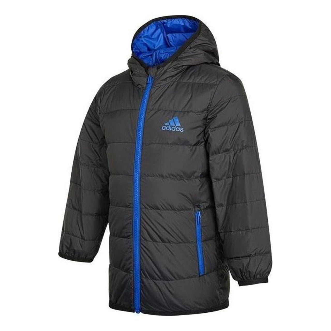 (GS) adidas Lightweight Down Sportswear Jacket Asia Sizing 'Black Blue' H40326