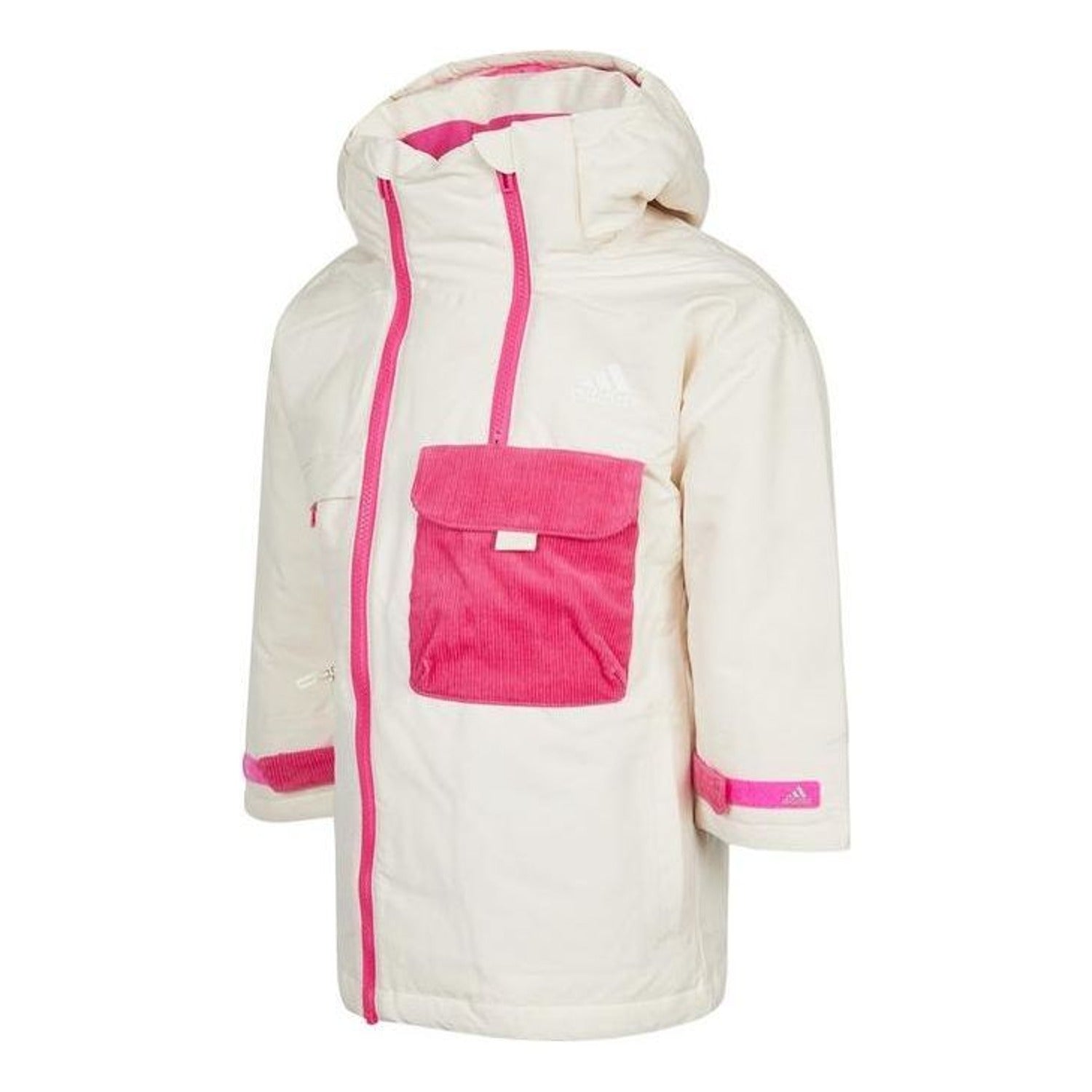 (GS) adidas Down Parka Jacket Asia Sizing 'White Pink' H40337