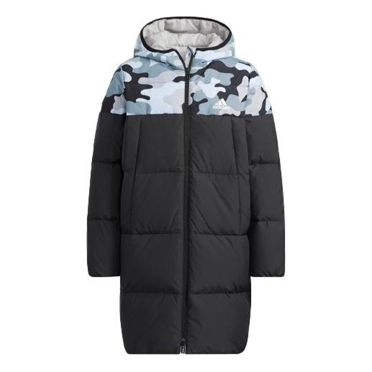 (GS) adidas Elongated Down Jacket Asia Sizing 'Black White' H45019