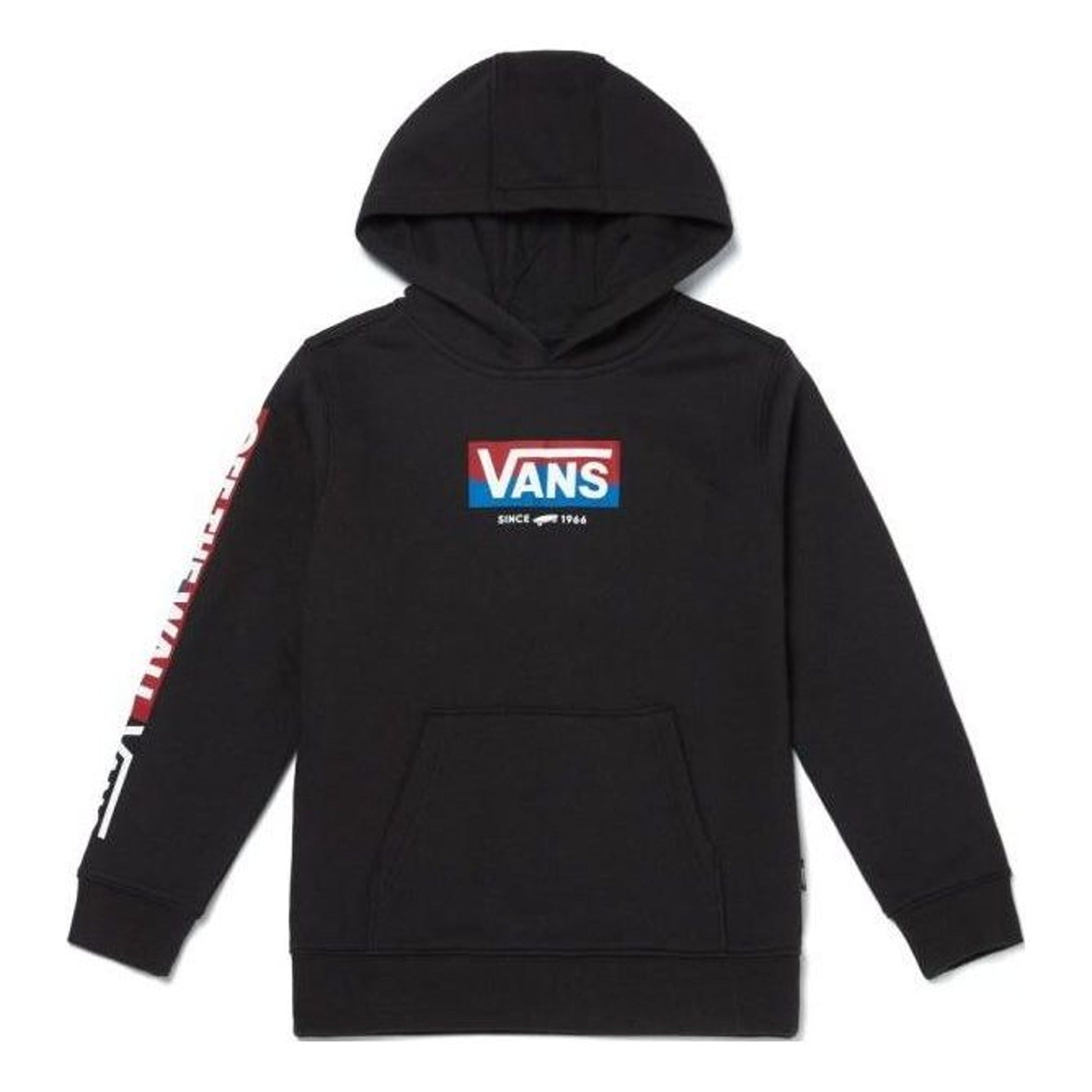 (GS) Vans Logo Printed Hoodie 'Black Red Blue' VN0A5FLZBLK