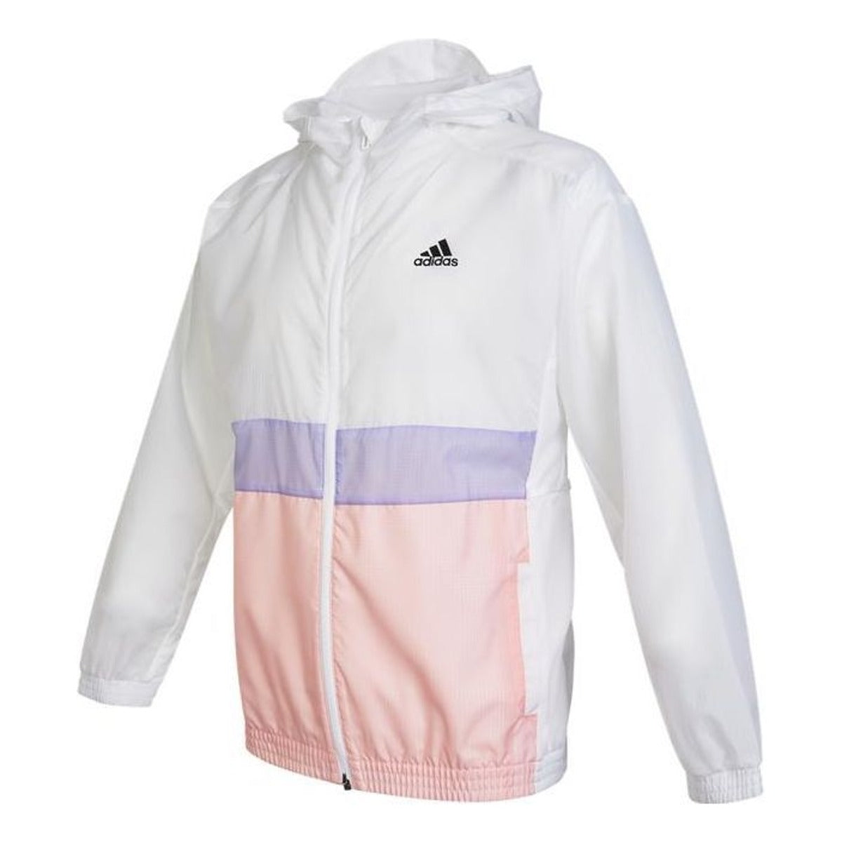 (GS) adidas Logo Windbreaker Jacket Asia Sizing 'White Pink Purple' HE2563