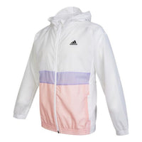 (GS) adidas Logo Windbreaker Jacket Asia Sizing 'White Pink Purple' HE2563