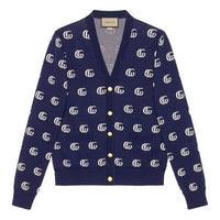 Men's Gucci FW21 GG Full Print Cotton Jacquard Knit Cardigan Blue 660285-XKBVB-4594