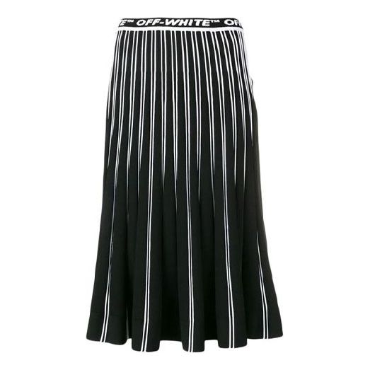 (WMNS) Off-White Pleated Knit Skirt 'Black' OWHL003R19C980571000