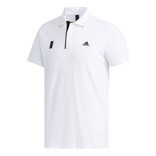 adidas Casual Sports Training Gym Breathable Short Sleeve Polo Shirt White DY8749
