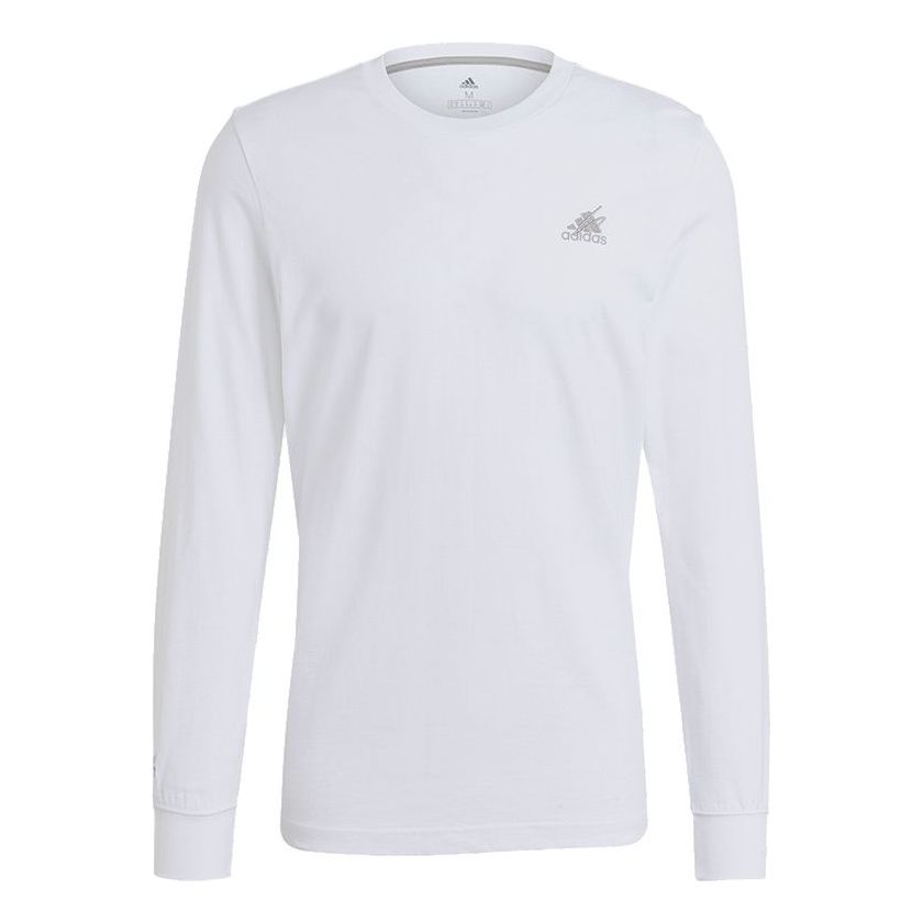 adidas Scribble Ls M Athleisure Casual Sports Logo Printing Round Neck Long Sleeves White GN6856