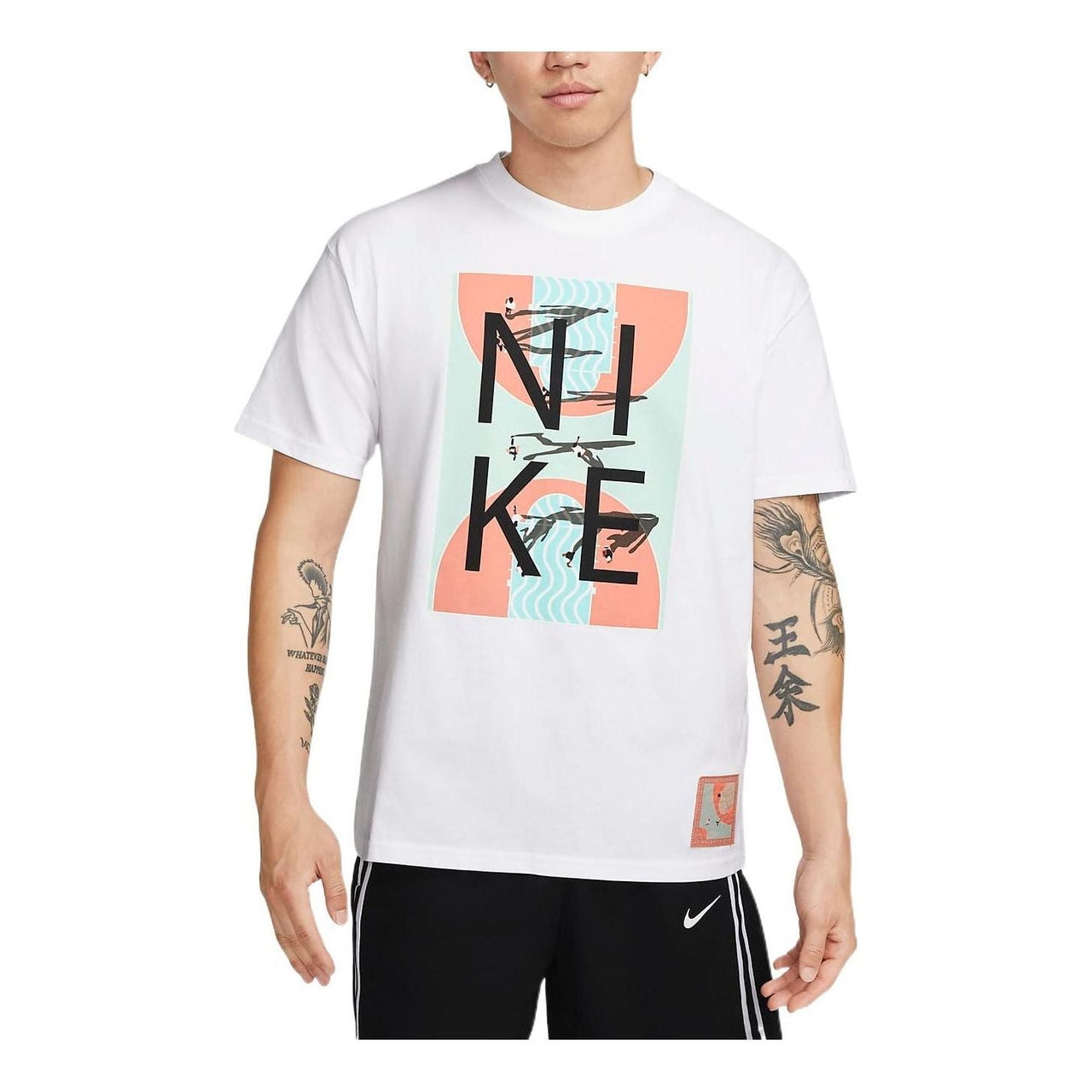 Men's Nike Alphabet Stadium Pattern Printing Athleisure Casual Sports Round Neck Short Sleeve White T-Shirt DQ1890-100