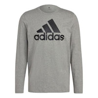 Men's adidas Large Logo Printing Straight Round Neck Pullover Long Sleeves Gray T-Shirt H14623