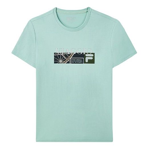 FILA Alphabet Printing Athleisure Casual Sports Round Neck Short Sleeve Green F11M138170F-TQ