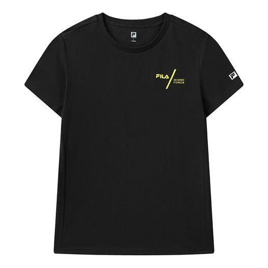 FILA Athletics Series Alphabet Printing Round Neck Pullover Short Sleeve Black A11M021107G-BK