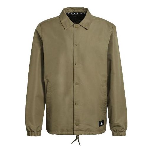 Men's adidas Logo Solid Color Lapel Jacket Brown GR4083