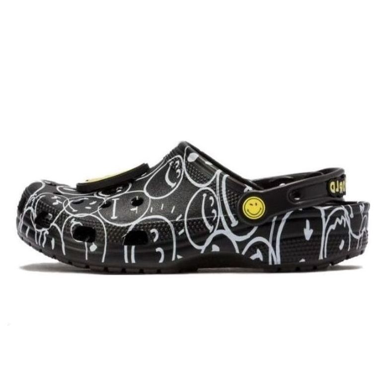 (WMNS) Crocs Smiley World Classic Clogs 'Black White Yellow' 873137