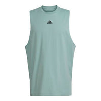 Men's adidas Round Neck Logo Sports Green Vest H54038