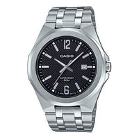 CASIO Waterproof Stainless Steel Strap Mens Black Analog MTP-E158D-1AQ