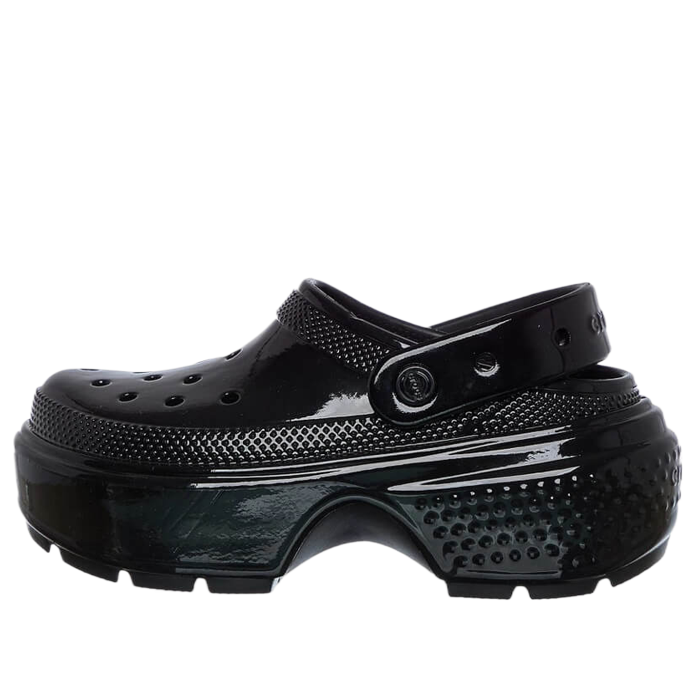 (WMNS) Crocs Stomp High Shine Clog 'Black' 209568-001