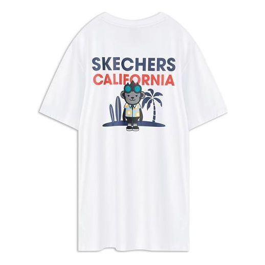 Skechers Knit Printing Short Sleeve Couple Style White L220U067-0019