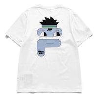 FILA FUSION x Jeremyville Crossover Cartoon Alphabet Printing Sports Short Sleeve Couple Style White T11U139104F-WT