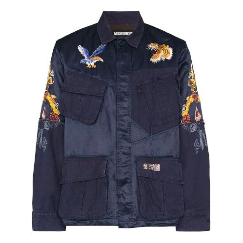 Men's NEIGHBORHOOD Embroidered Shirt Jacket Blue 192NYNHJKM02
