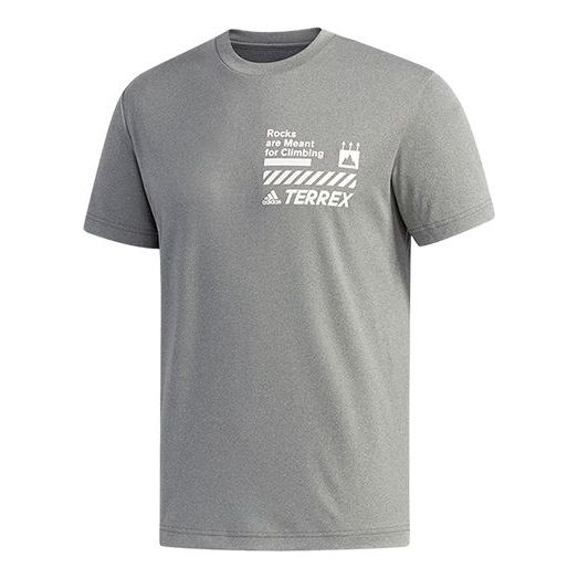 adidas Casual Cozy Round Neck Short Sleeve Gray FI9133
