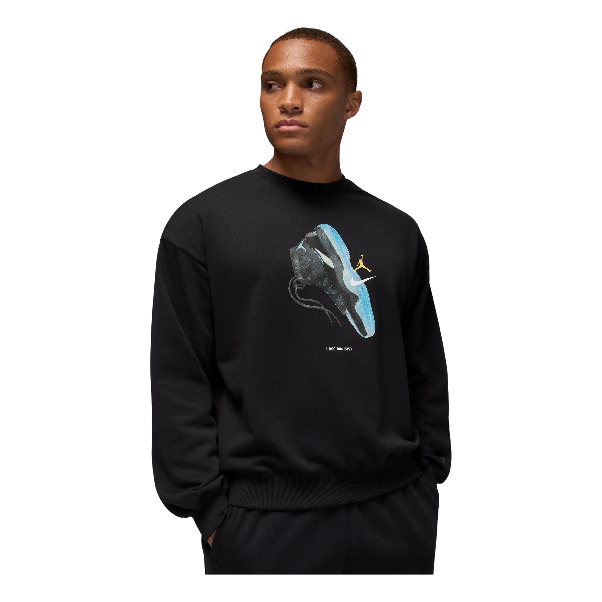 Air Jordan Brooklyn Fleece Crewneck Sweatshirt 'Black Gamma Blue' IM6301-010