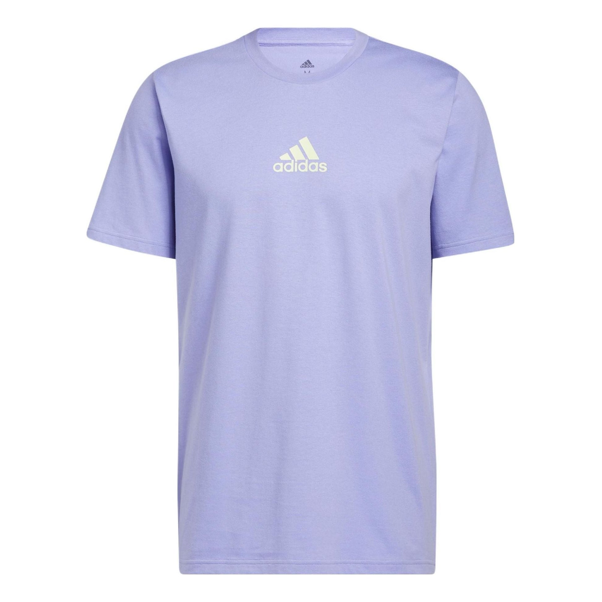 Men's adidas Small Logo Back Pattern Printing Round Neck Short Sleeve Lavender T-Shirt HE2338