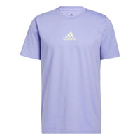 Men's adidas Small Logo Back Pattern Printing Round Neck Short Sleeve Lavender T-Shirt HE2338