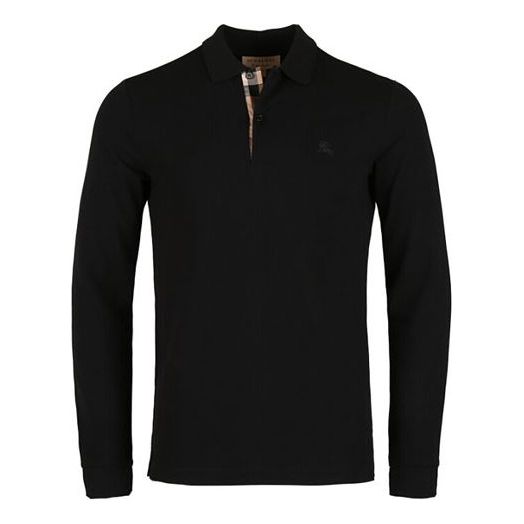 Men's Burberry Collar Long Sleeves Polo Shirt Black 80271071