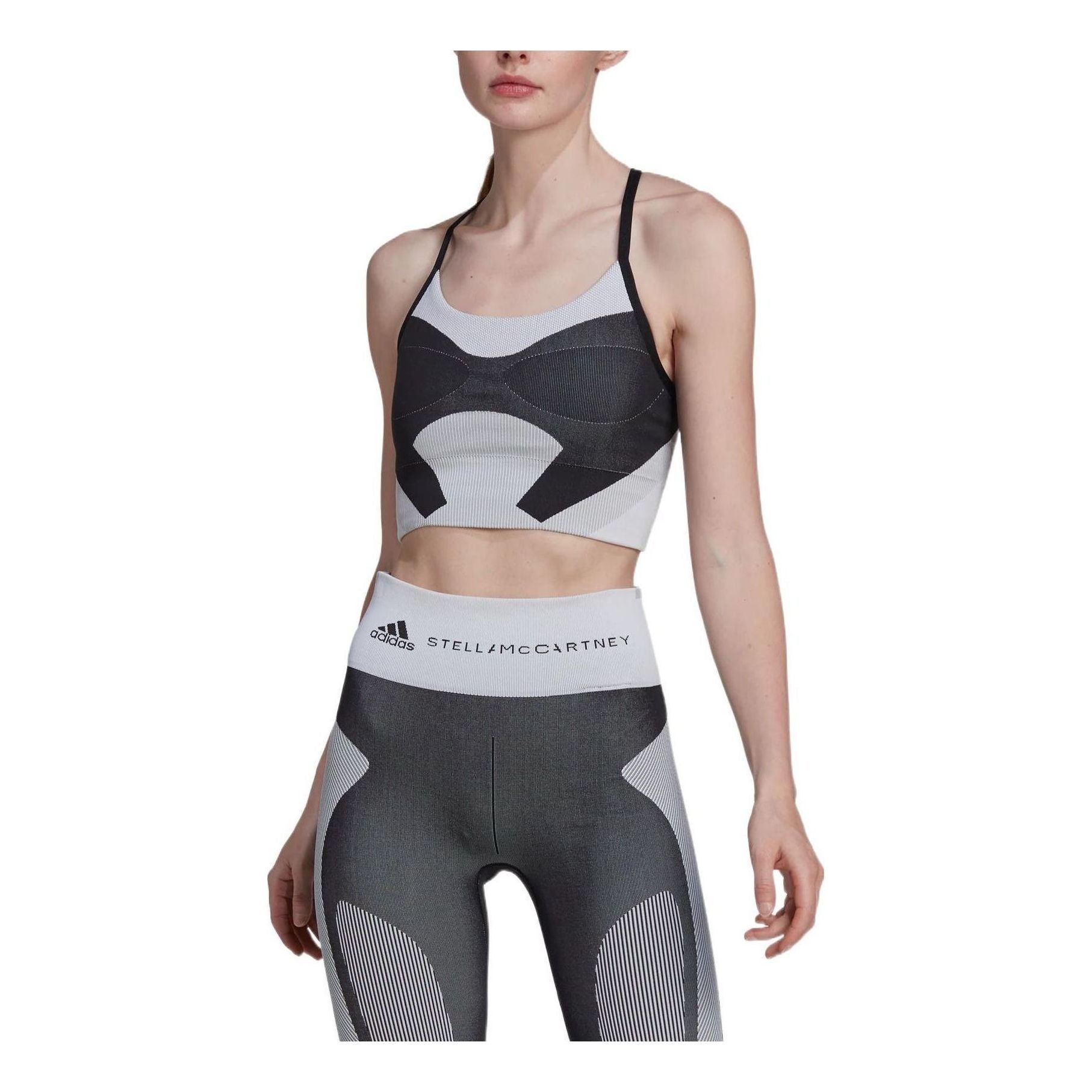 (WMNS) adidas by Stella McCartney TrueStrength Yoga Knit Light-Support Bra Asia Sizing 'Black White' HM3883