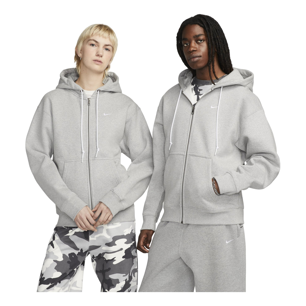 Nike Solo Swoosh Full-Zip Hoodie 'Grey Heather & White' DR0403-063