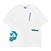 Men's FILA FUSION Logo Printing Splicing Sports Loose Short Sleeve White T11M133101F-WT