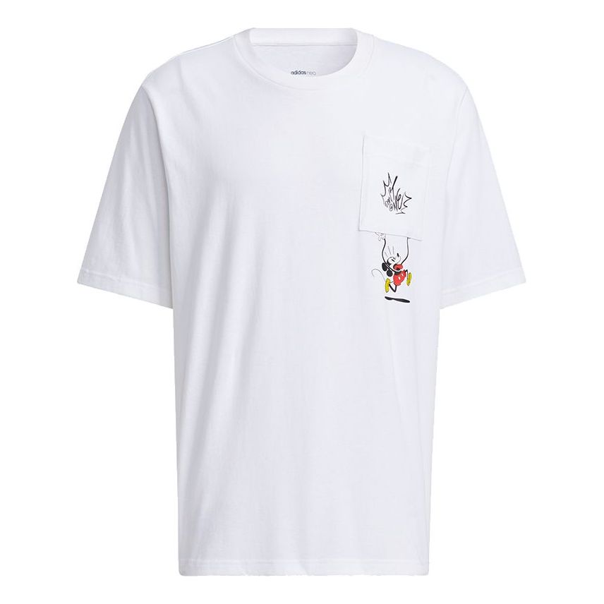 adidas neo Mf Tee 4 Mickey Mouse Pattern Sport Short Sleeves T Shirt Men's White HF0454