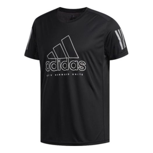 Men's adidas Running Sports Fashion Short Sleeve Black T-Shirt DQ1986