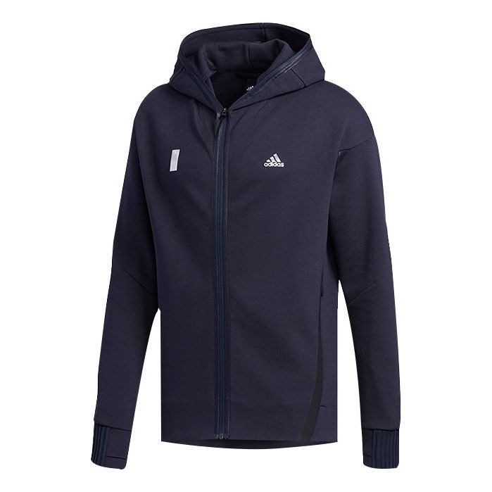 adidas Series Zipper Cardigan Windproof Hooded Jacket Blue FJ0197