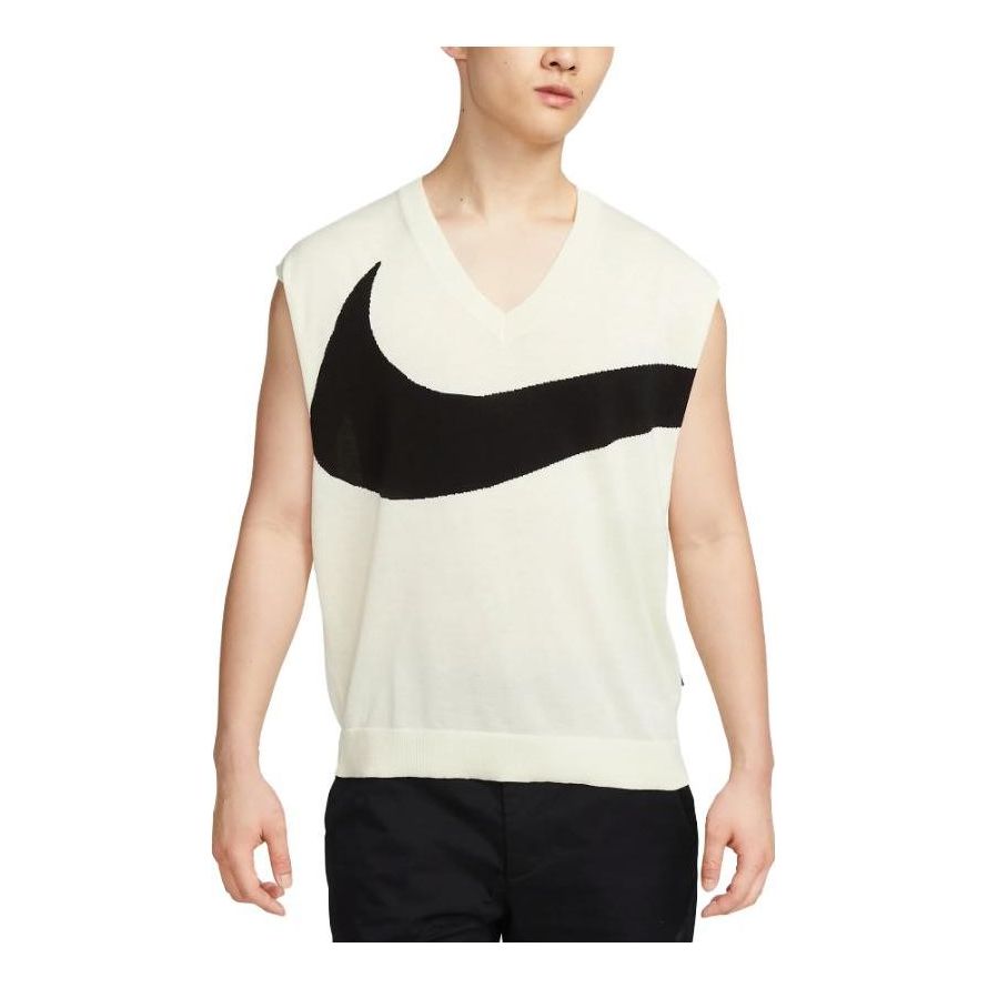 Nike Swoosh Sweater Vest Asia Sizing 'White Black' FD2874-113