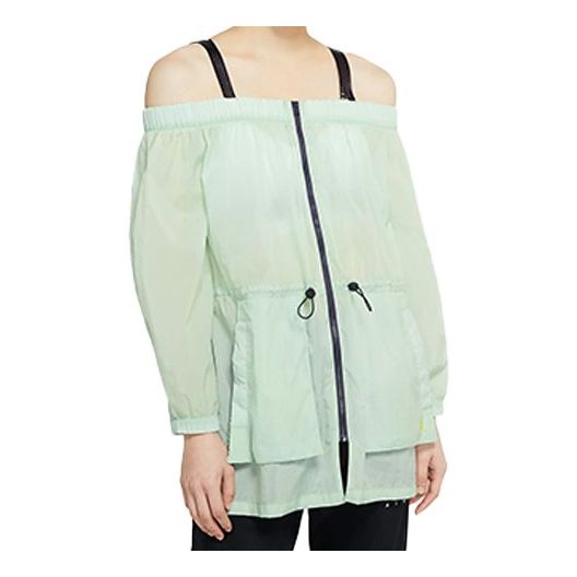 (WMNS) Air Jordan Off-Shoulder Jacket Waist Long Sleeves 'Green' CU4065-321