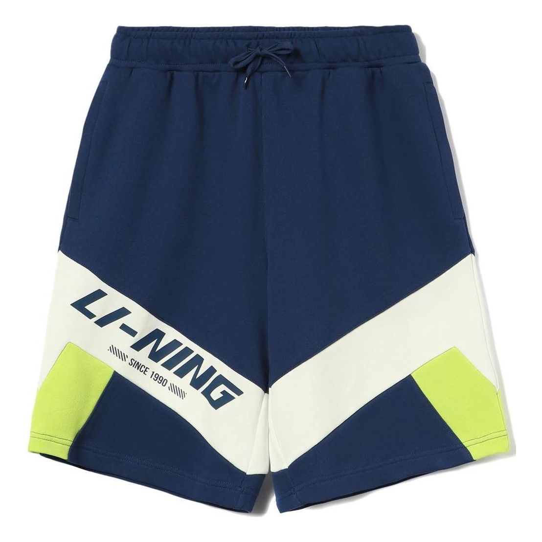 Li-Ning Color Block Graphic Shorts 'Navy Beige' AKSR569-3
