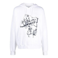 Men's Off-White SS22 Graffiti Printing Drawstring Loose Fit White OMBB085F22FLE0130110